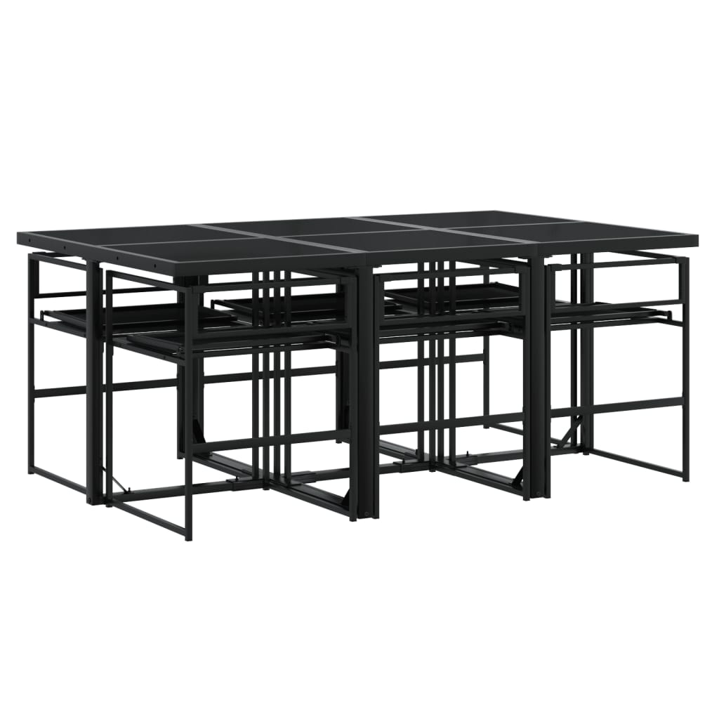 Set mobilier de grădină, 7 piese, cu perne, negru, textilenă GartenMobel Dekor