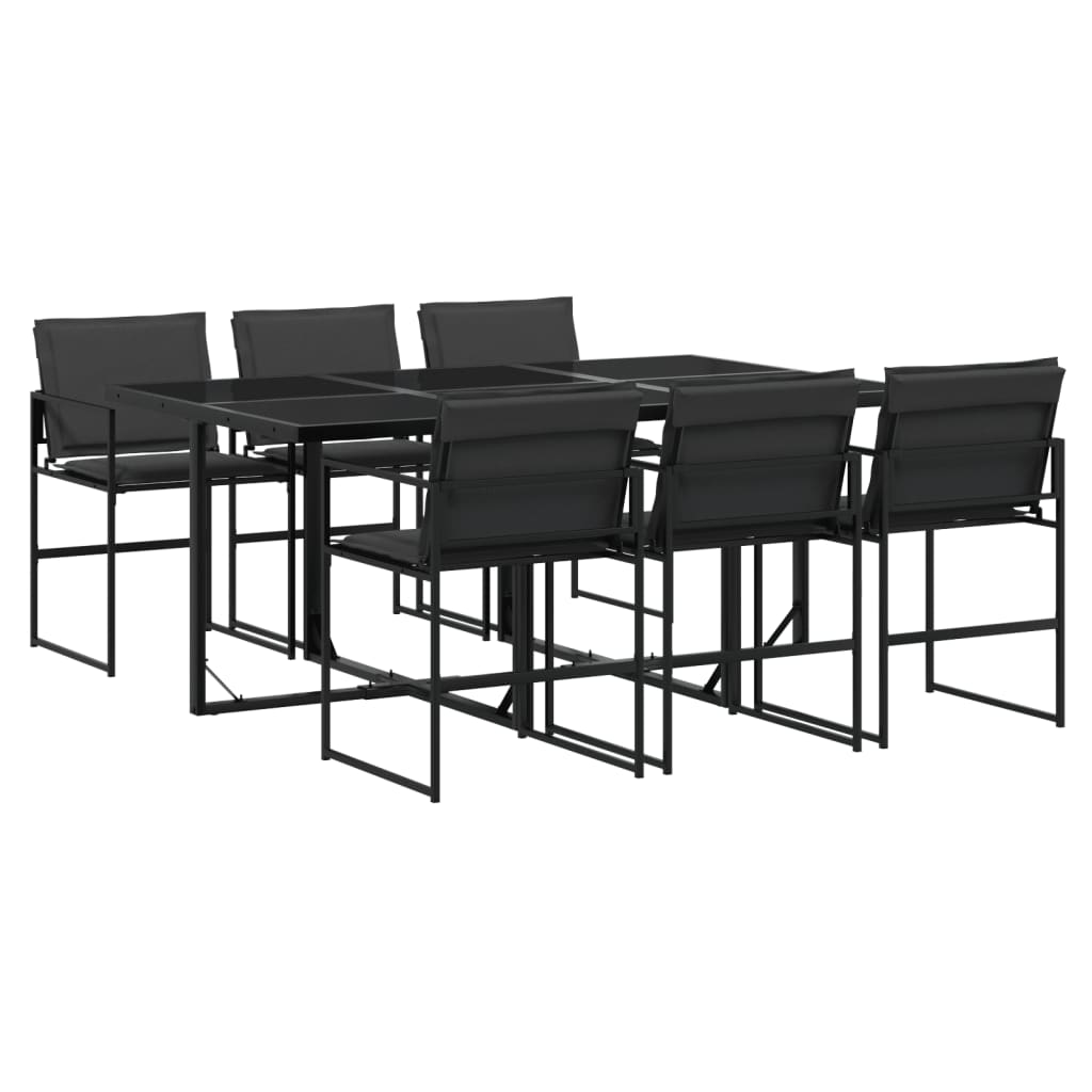 Set mobilier de grădină, 7 piese, cu perne, negru, textilenă GartenMobel Dekor