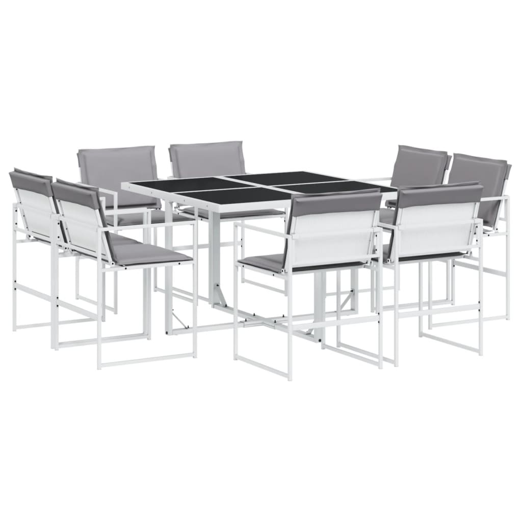 Set mobilier de grădină, 9 piese, cu perne, alb, textilenă GartenMobel Dekor