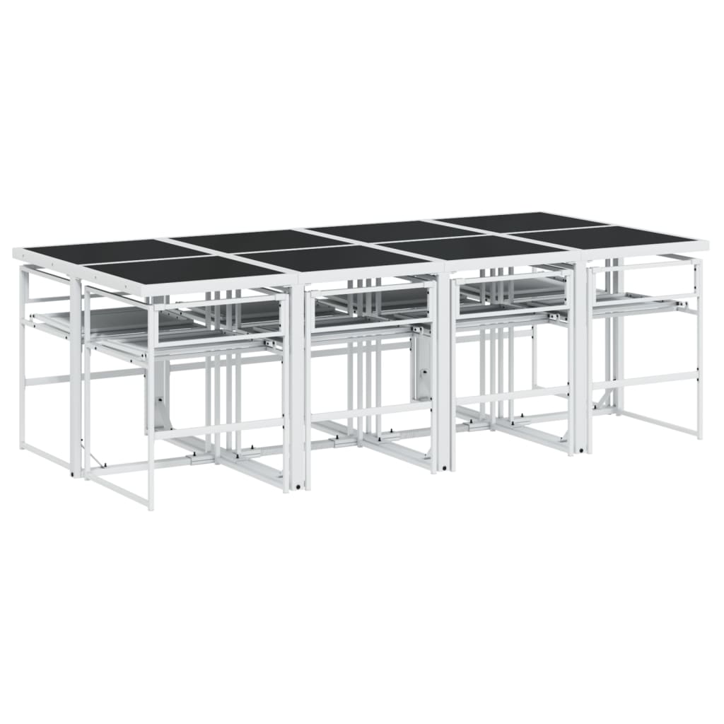 Set mobilier de grădină, 9 piese, cu perne, alb, textilenă GartenMobel Dekor