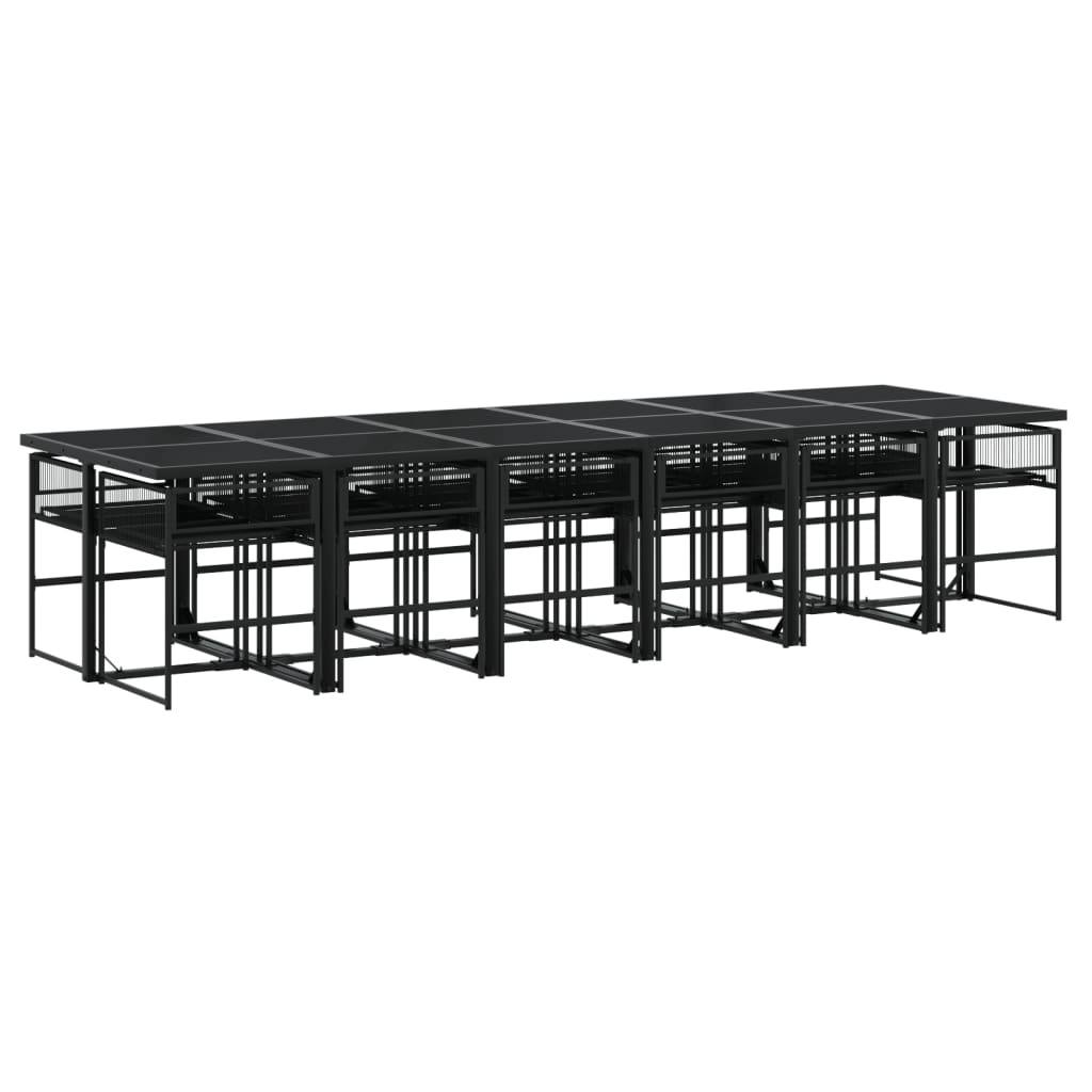 Set mobilier de grădină cu perne, 13 piese, negru, poliratan GartenMobel Dekor