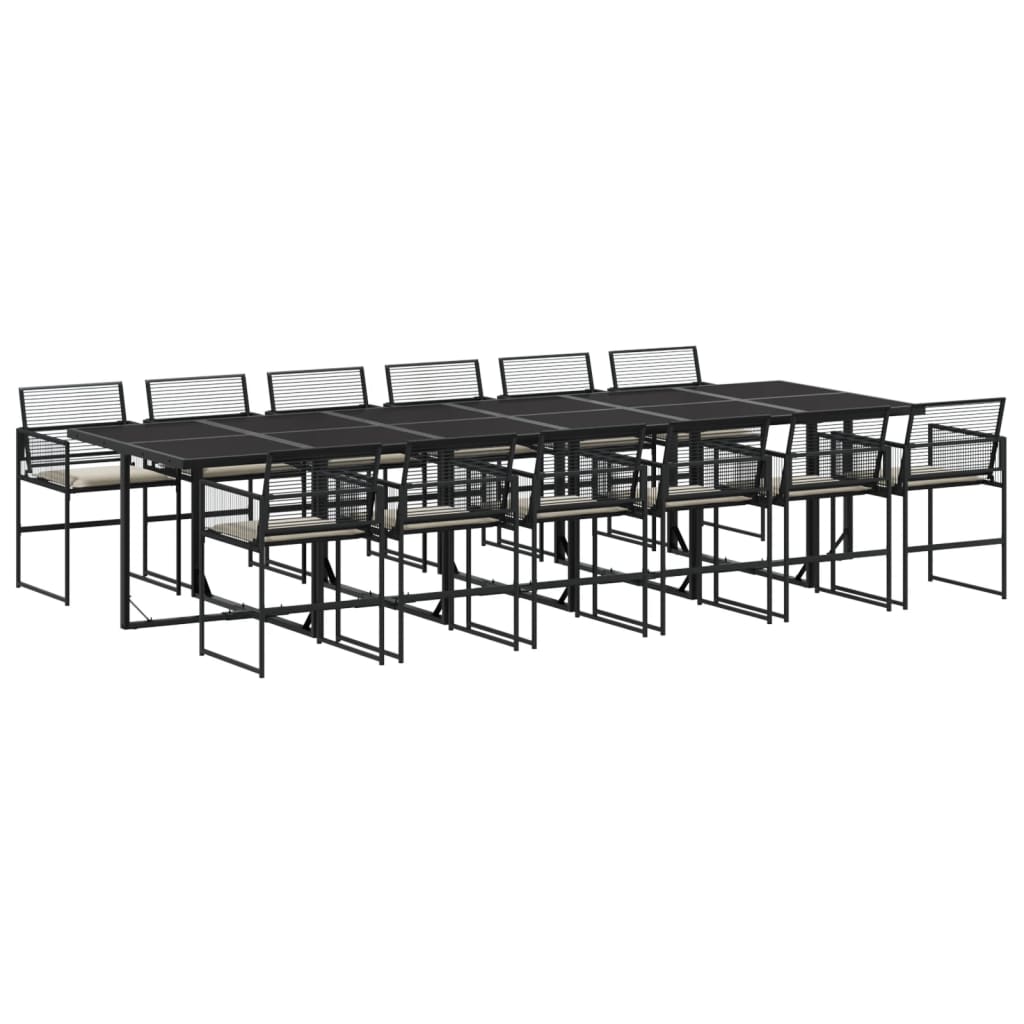 Set mobilier de grădină cu perne, 13 piese, negru, poliratan GartenMobel Dekor