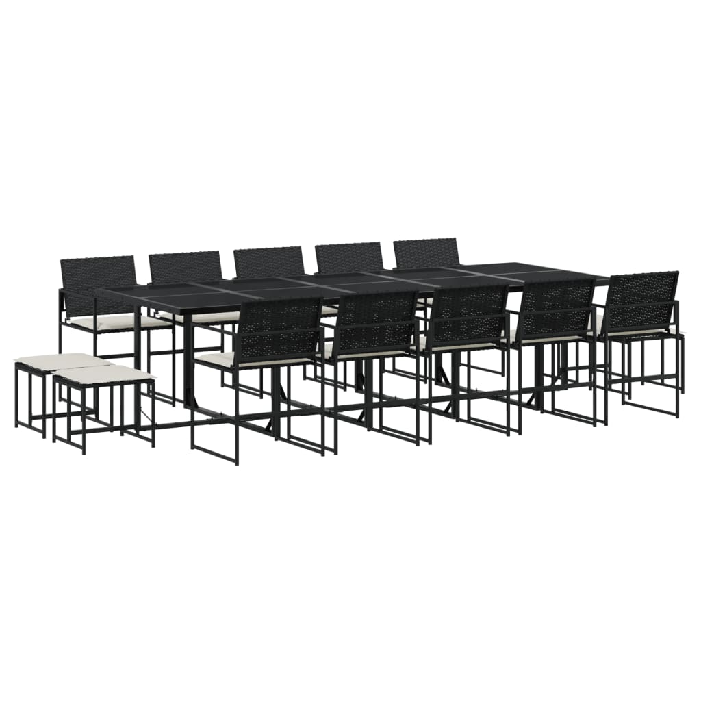 Set mobilier de grădină cu perne, 15 piese, negru, poliratan GartenMobel Dekor