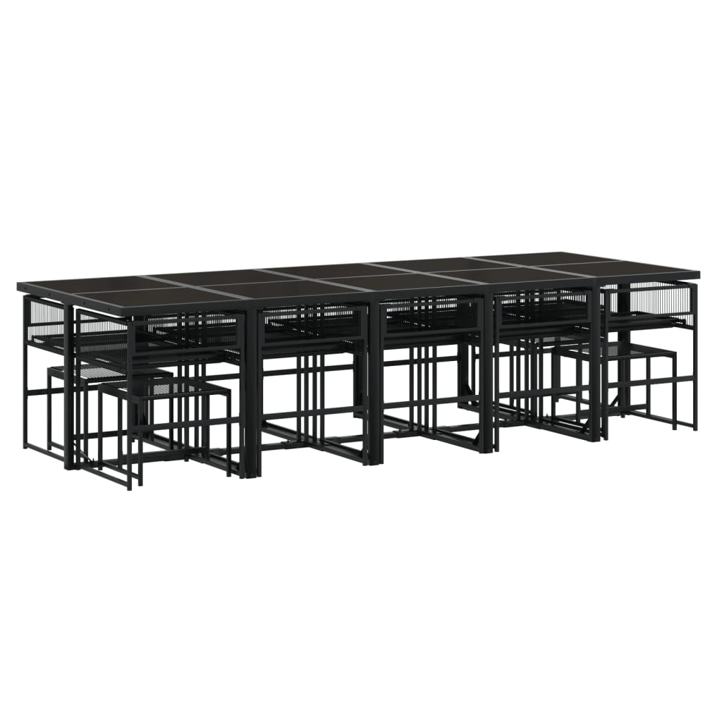 Set mobilier de grădină cu perne, 15 piese, negru, poliratan GartenMobel Dekor