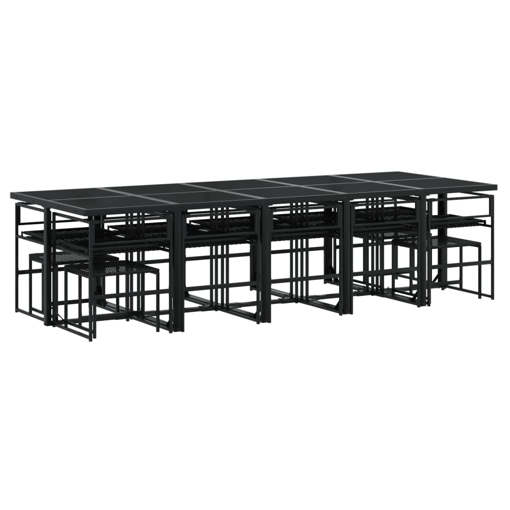 Set mobilier de grădină cu perne, 15 piese, negru, poliratan GartenMobel Dekor