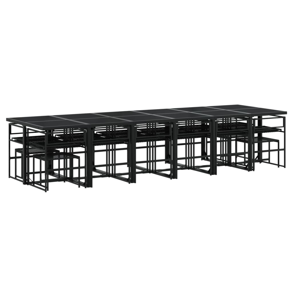 Set mobilier de grădină cu perne, 17 piese, negru, poliratan GartenMobel Dekor