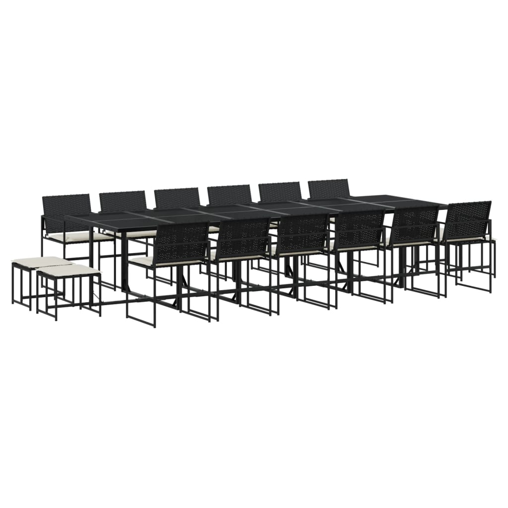 Set mobilier de grădină cu perne, 17 piese, negru, poliratan GartenMobel Dekor