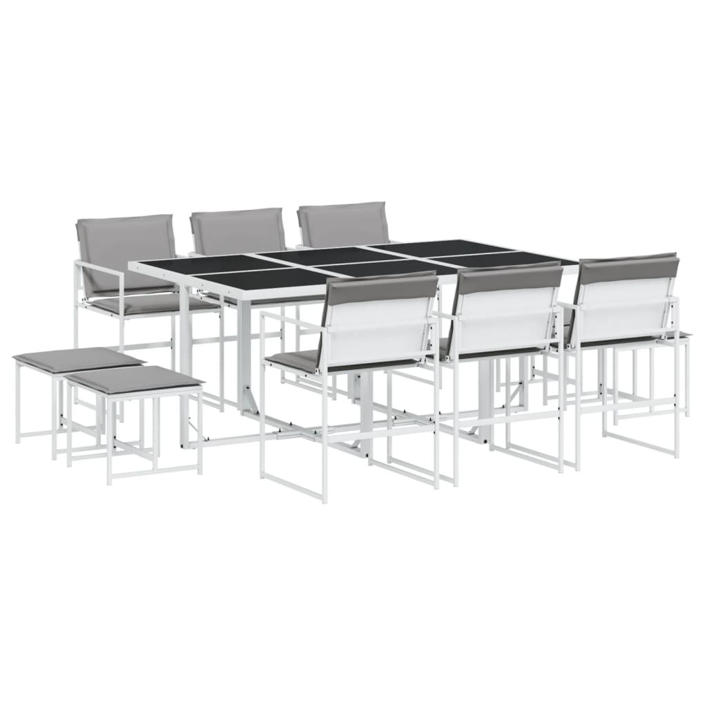 Set mobilier de grădină, 11 piese, cu perne, alb, textilenă GartenMobel Dekor