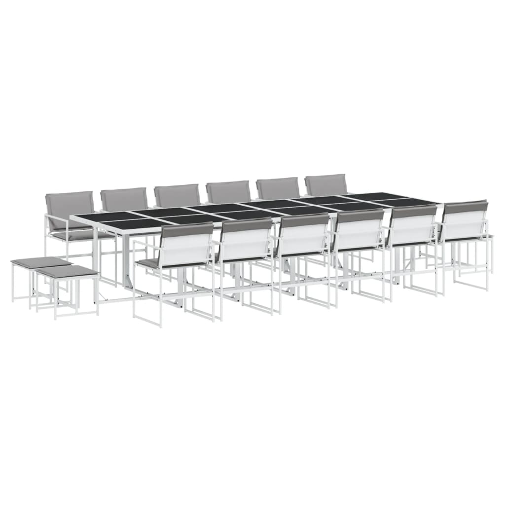 Set mobilier de grădină, 17 piese, cu perne, alb, textilenă GartenMobel Dekor