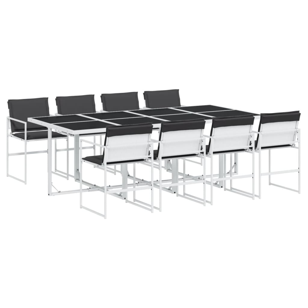 Set mobilier de grădină, 9 piese, cu perne, alb, textilenă GartenMobel Dekor