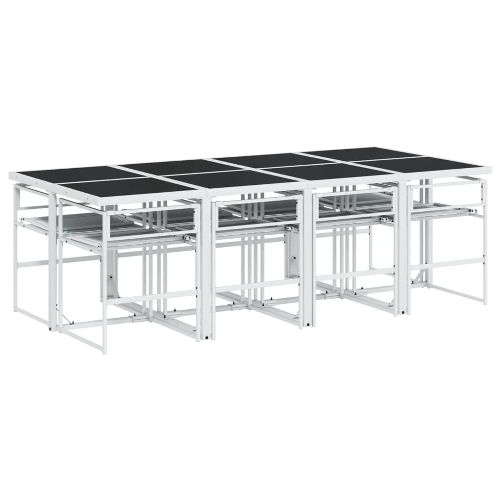 Set mobilier de grădină, 9 piese, cu perne, alb, textilenă GartenMobel Dekor