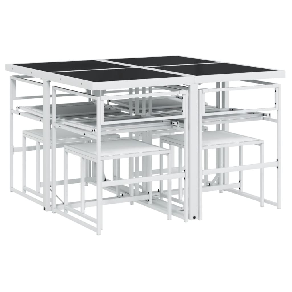 Set mobilier de grădină, 9 piese, cu perne, alb, textilenă GartenMobel Dekor