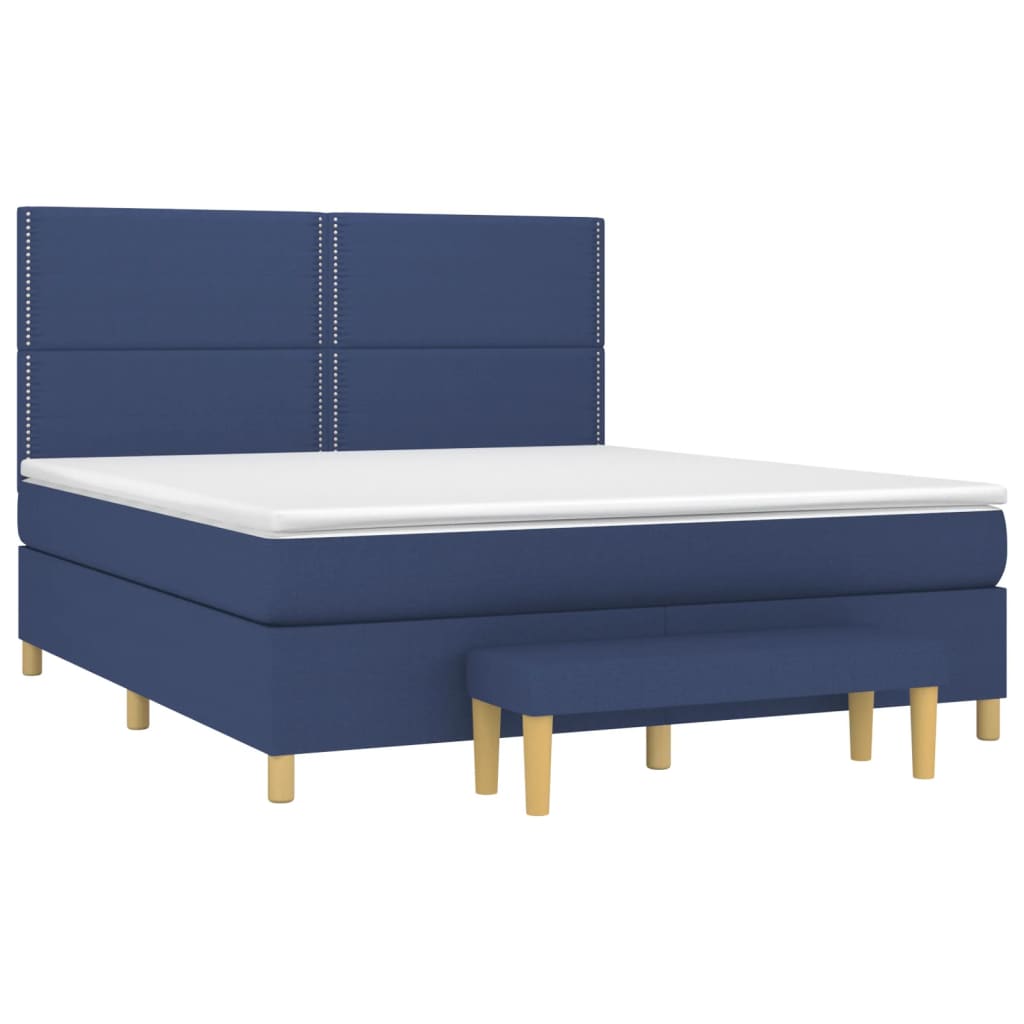 Pat box spring cu saltea, albastru, 180x200 cm, material textil GartenMobel Dekor