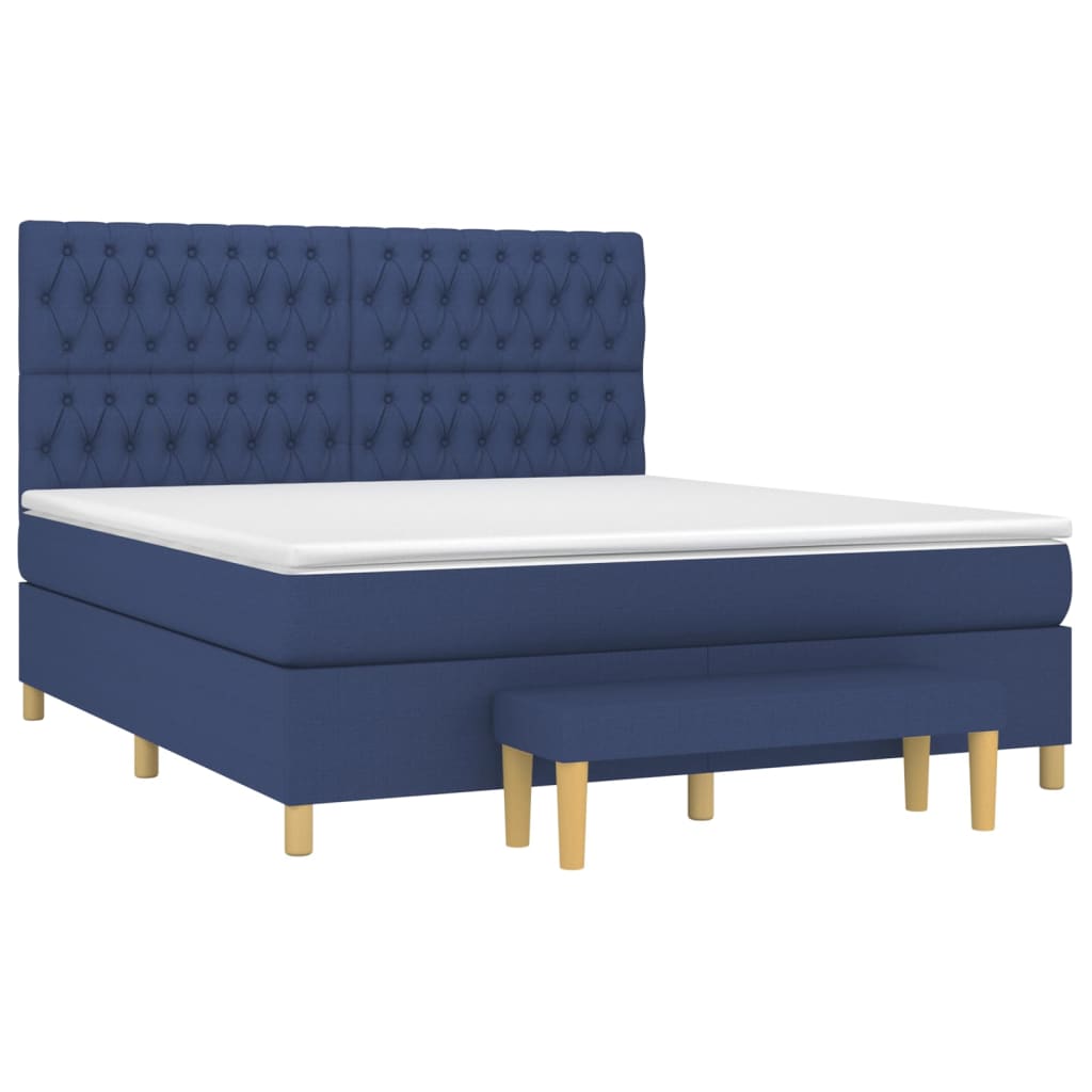 Pat box spring cu saltea, albastru, 180x200 cm, material textil GartenMobel Dekor