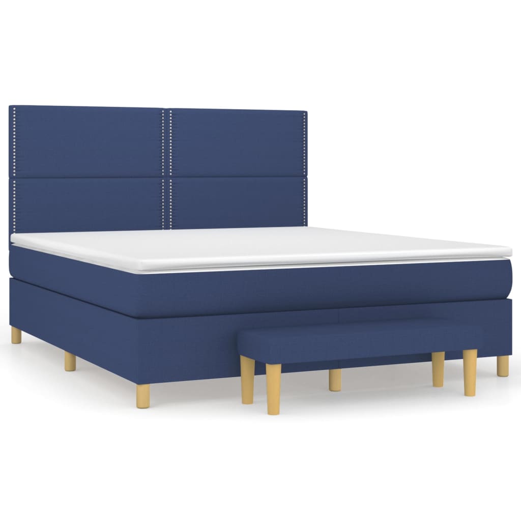 Pat box spring cu saltea, albastru, 180x200 cm, material textil GartenMobel Dekor