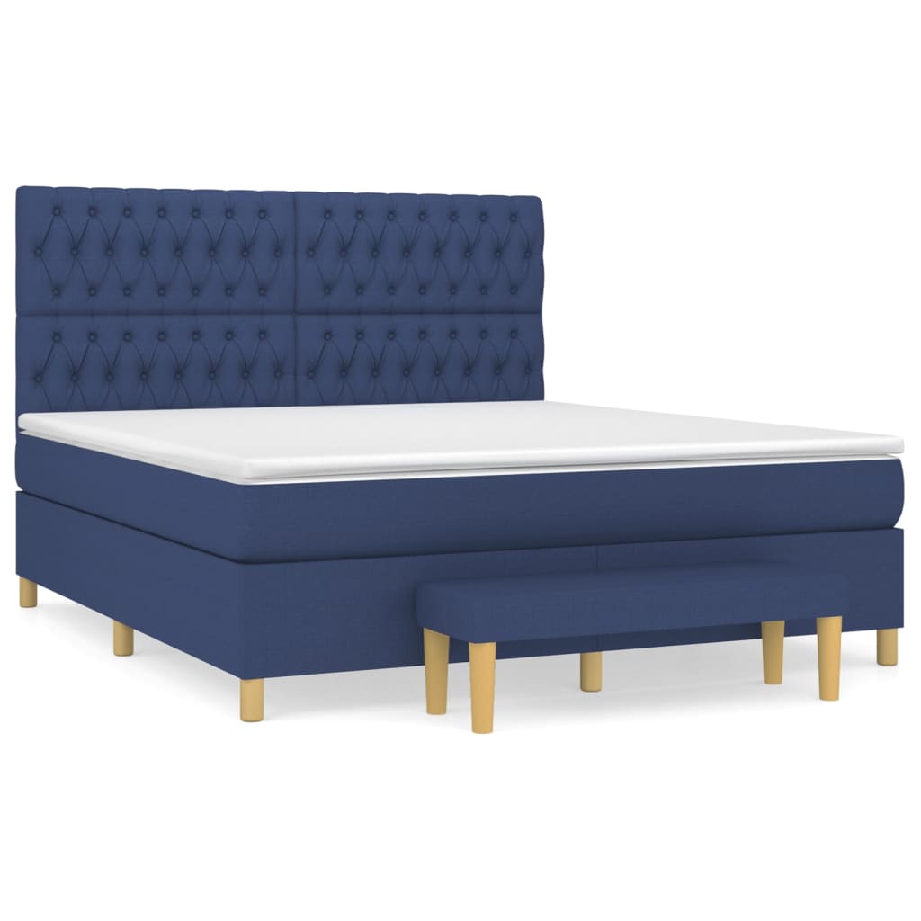 Pat box spring cu saltea, albastru, 180x200 cm, material textil GartenMobel Dekor