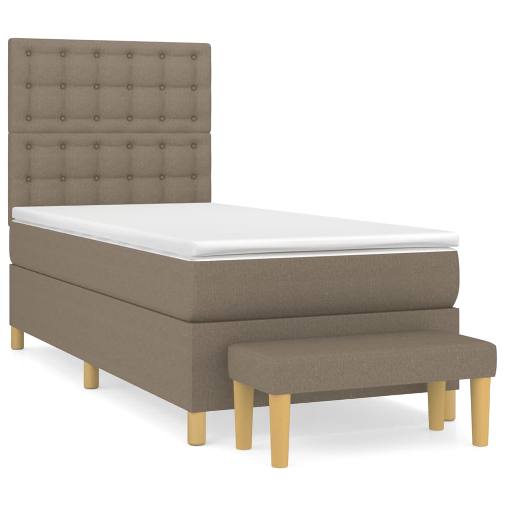 Pat box spring cu saltea, gri taupe, 80x200 cm, textil GartenMobel Dekor