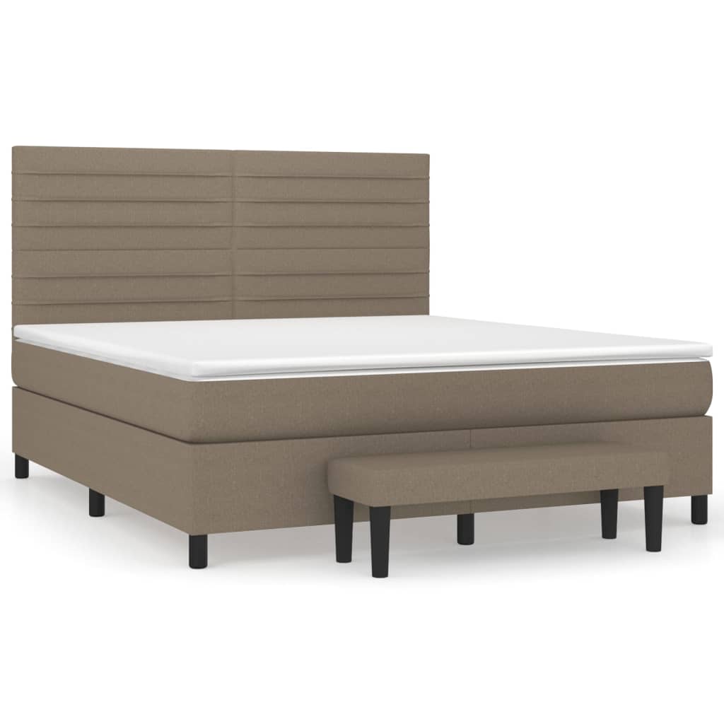 Pat continental cu saltea, gri taupe, 180x200 cm, textil GartenMobel Dekor