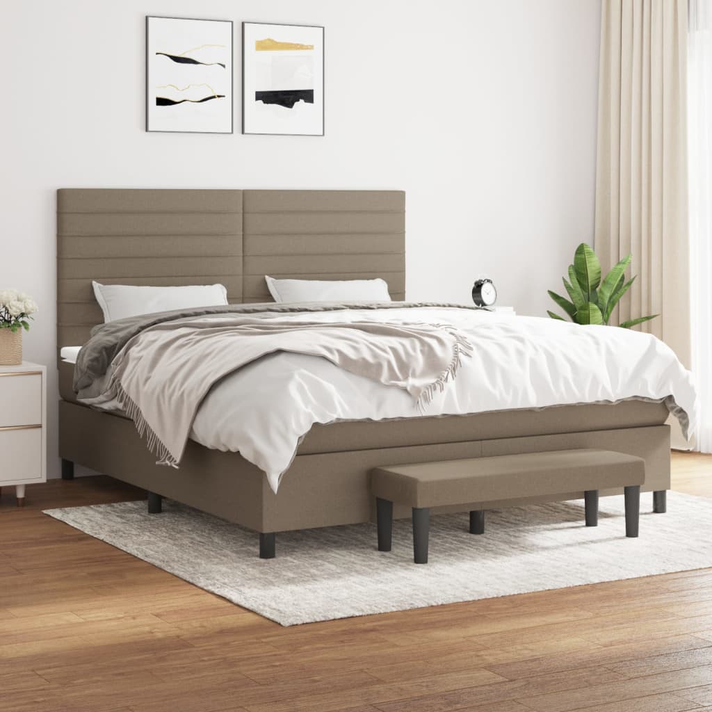 Pat continental cu saltea, gri taupe, 180x200 cm, textil GartenMobel Dekor