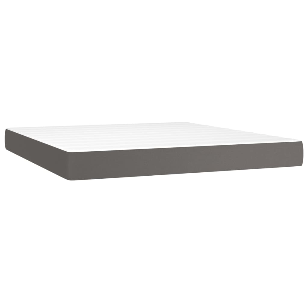 Pat box spring cu saltea, gri, 180x200 cm, piele ecologică GartenMobel Dekor