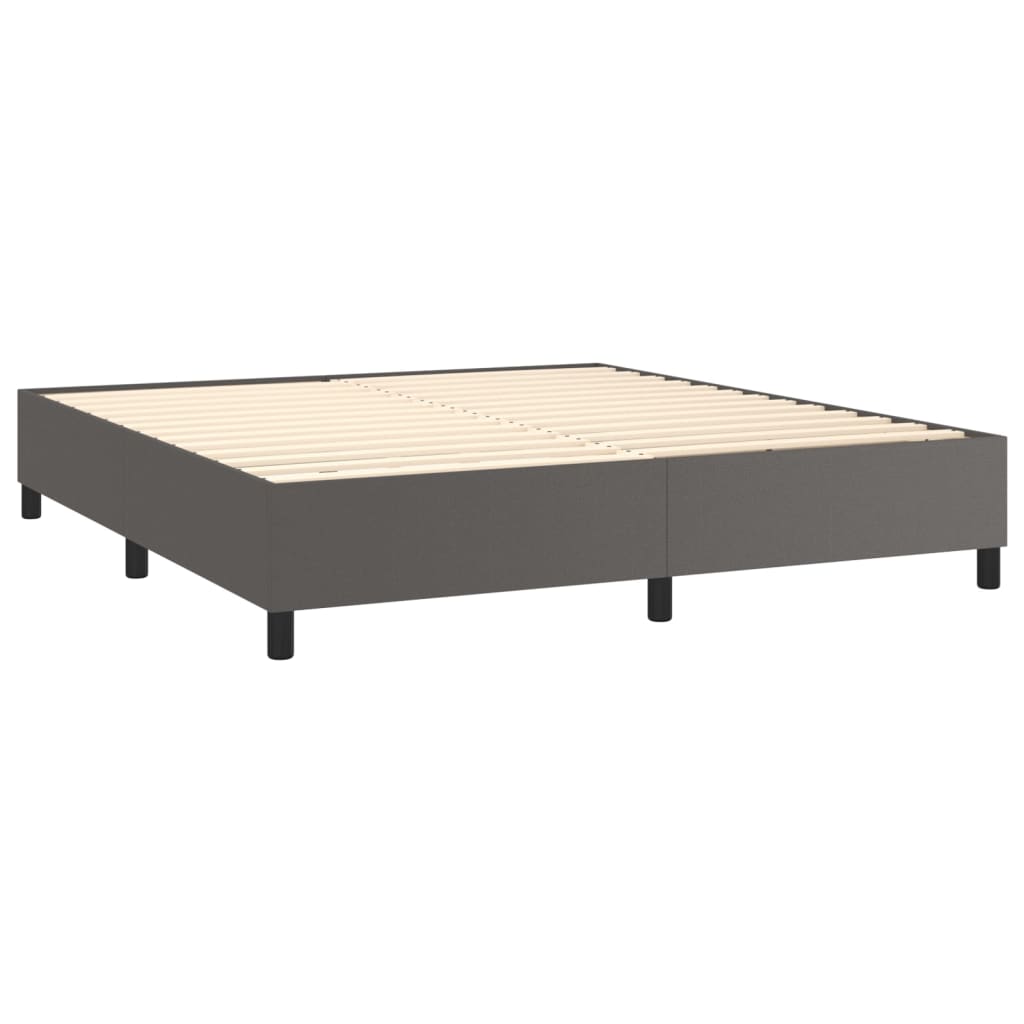 Pat box spring cu saltea, gri, 180x200 cm, piele ecologică GartenMobel Dekor