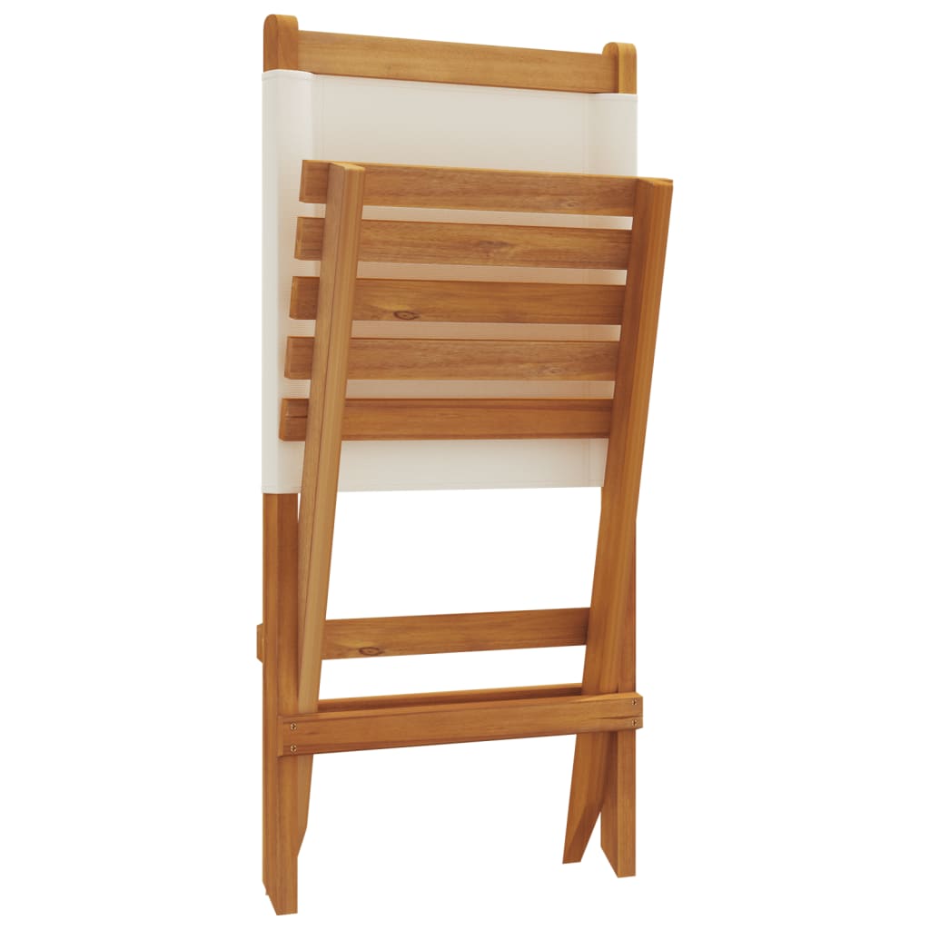 Scaune de grădină pliabile 8 buc., textil alb crem/lemn masiv GartenMobel Dekor