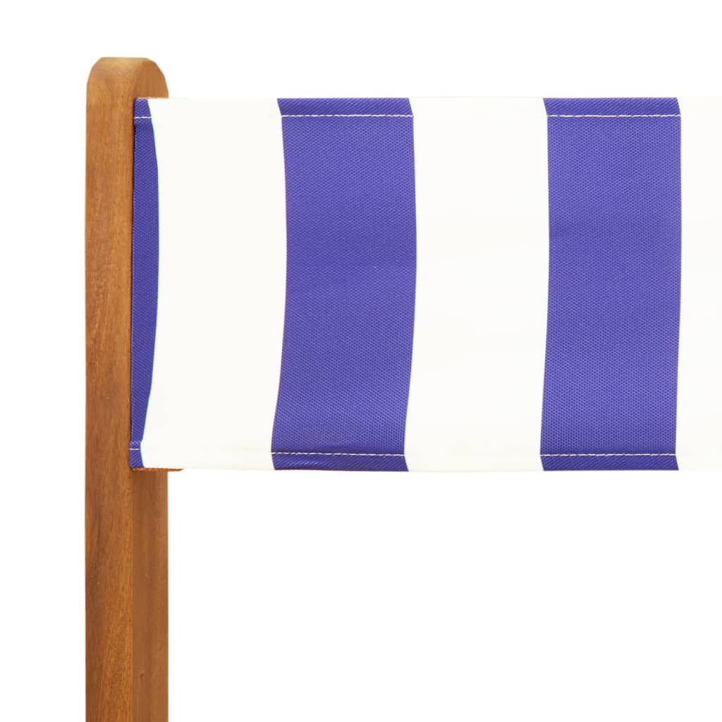Scaune grădină pliabile 6 buc., textil albastru alb/lemn masiv GartenMobel Dekor