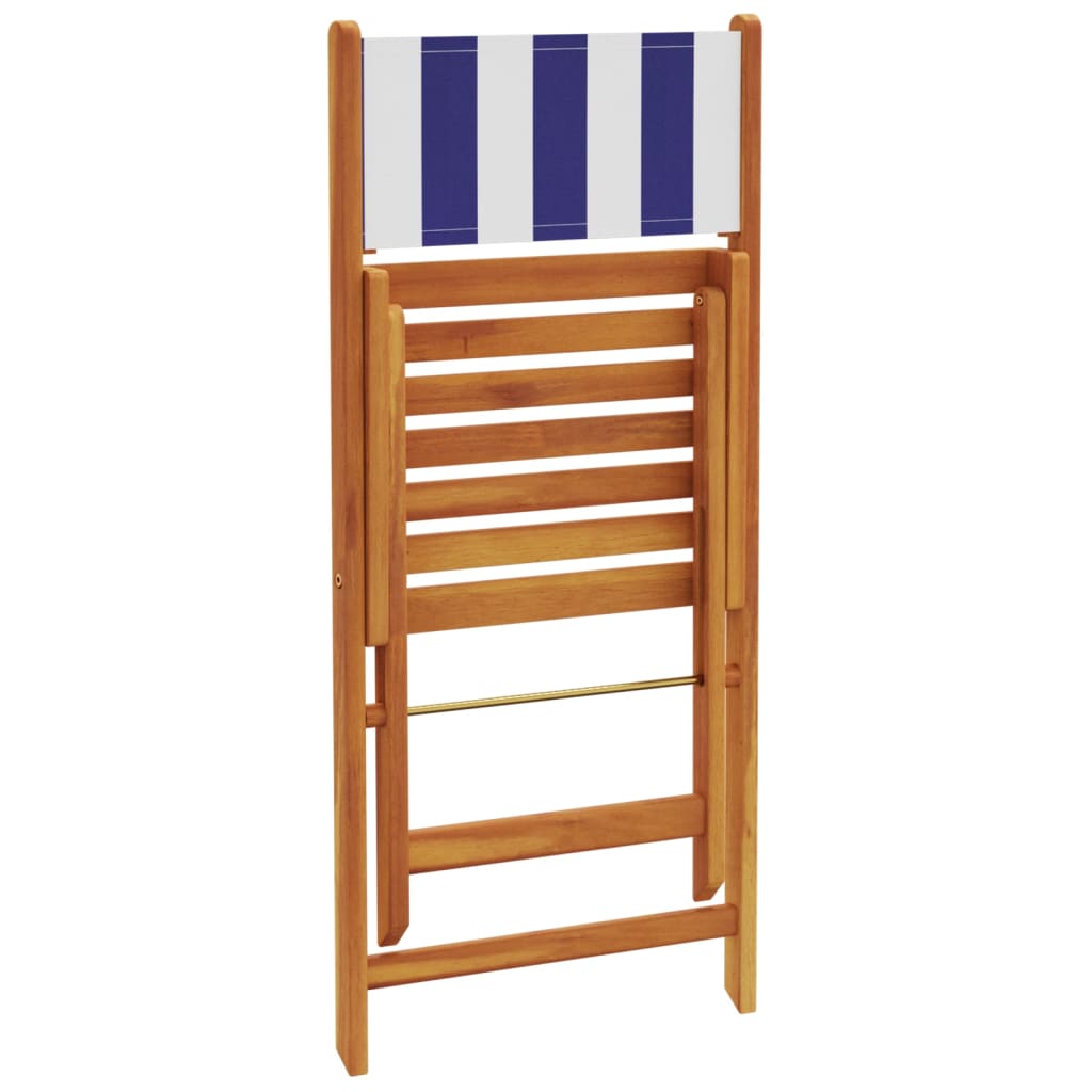 Scaune grădină pliabile 6 buc., textil albastru alb/lemn masiv GartenMobel Dekor