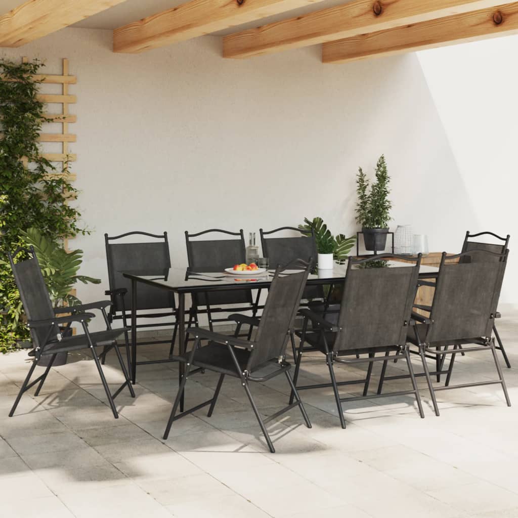 Scaune pliante de grădină, 8 buc., gri melange, oțel/textilene GartenMobel Dekor
