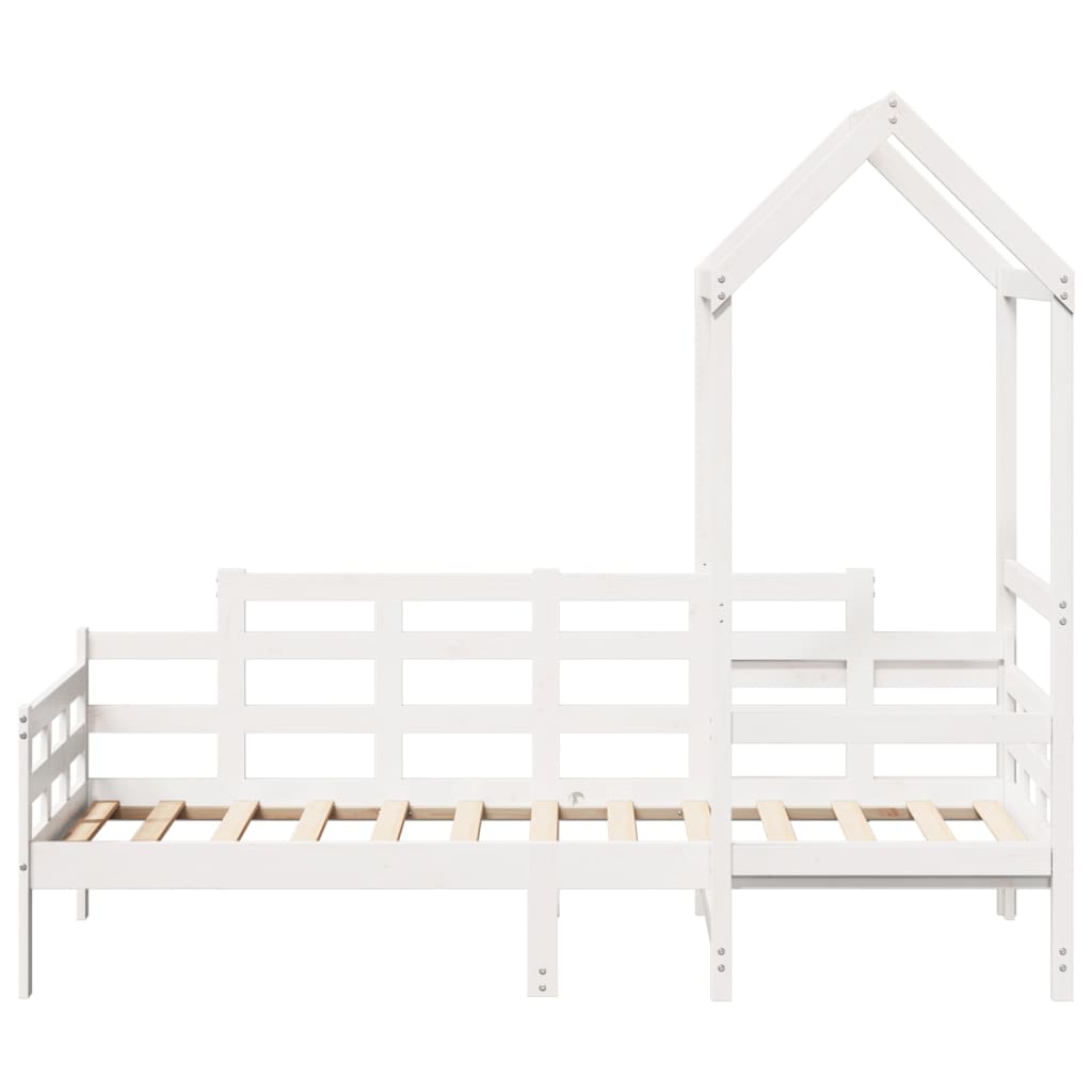 Pat de zi cu acoperiș, alb, 80x200 cm, lemn masiv de pin GartenMobel Dekor