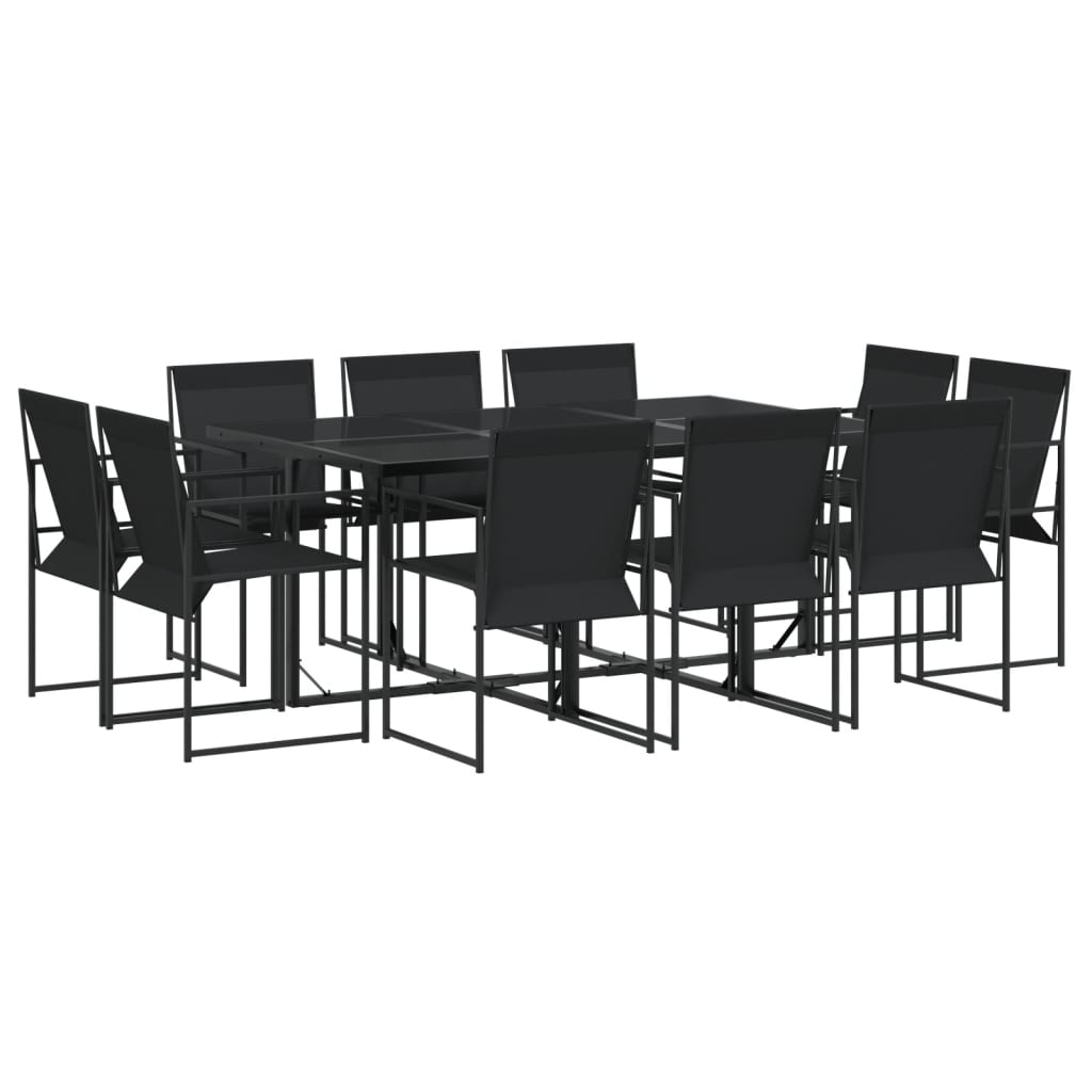 Set mobilier de grădină, 11 piese, negru, textilenă GartenMobel Dekor