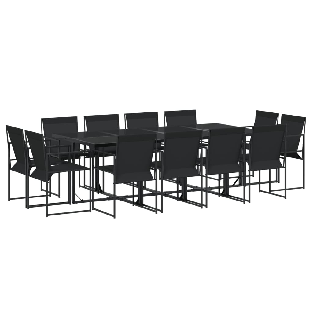 Set mobilier de grădină, 13 piese, negru, textilenă GartenMobel Dekor
