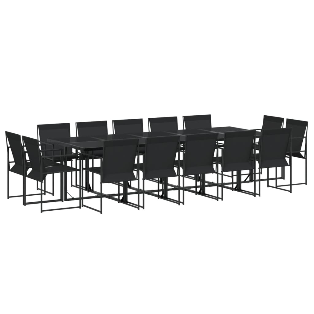 Set mobilier de grădină, 15 piese, negru, textilenă GartenMobel Dekor