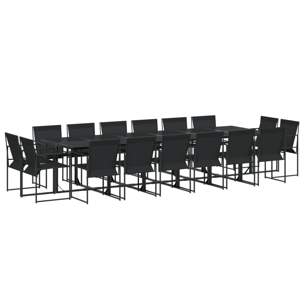 Set mobilier de grădină, 17 piese, negru, textilenă GartenMobel Dekor