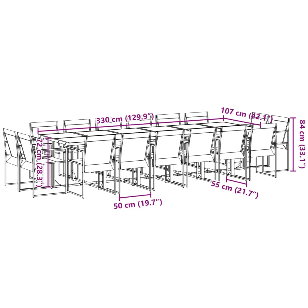 Set mobilier de grădină, 17 piese, negru, textilenă GartenMobel Dekor