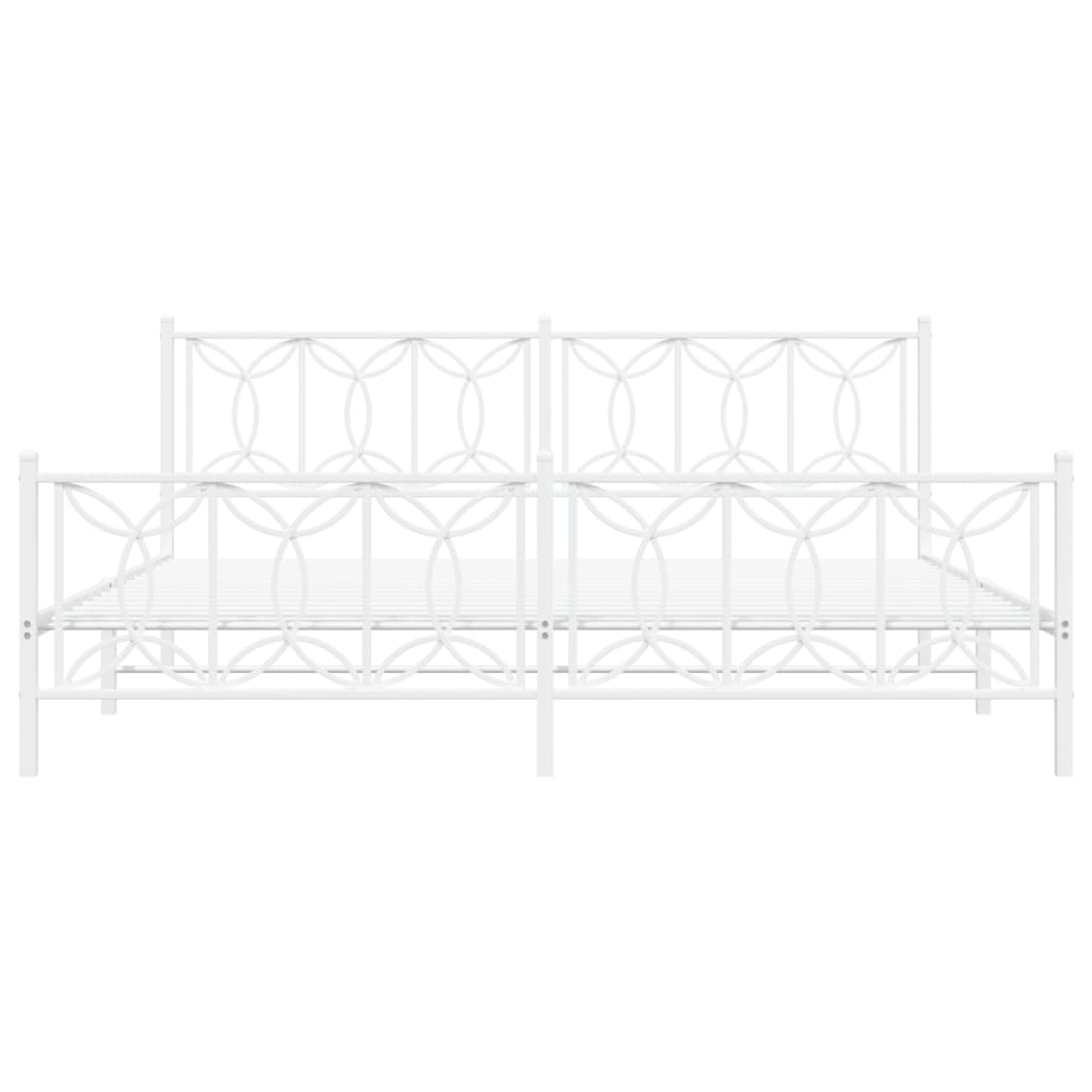 Cadru de pat metalic cu tăblie, alb, 200x200 cm GartenMobel Dekor