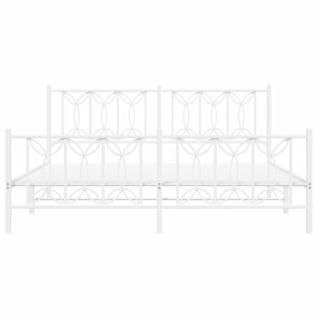 Cadru de pat metalic cu tăblie de cap/picioare, alb, 180x200 cm GartenMobel Dekor