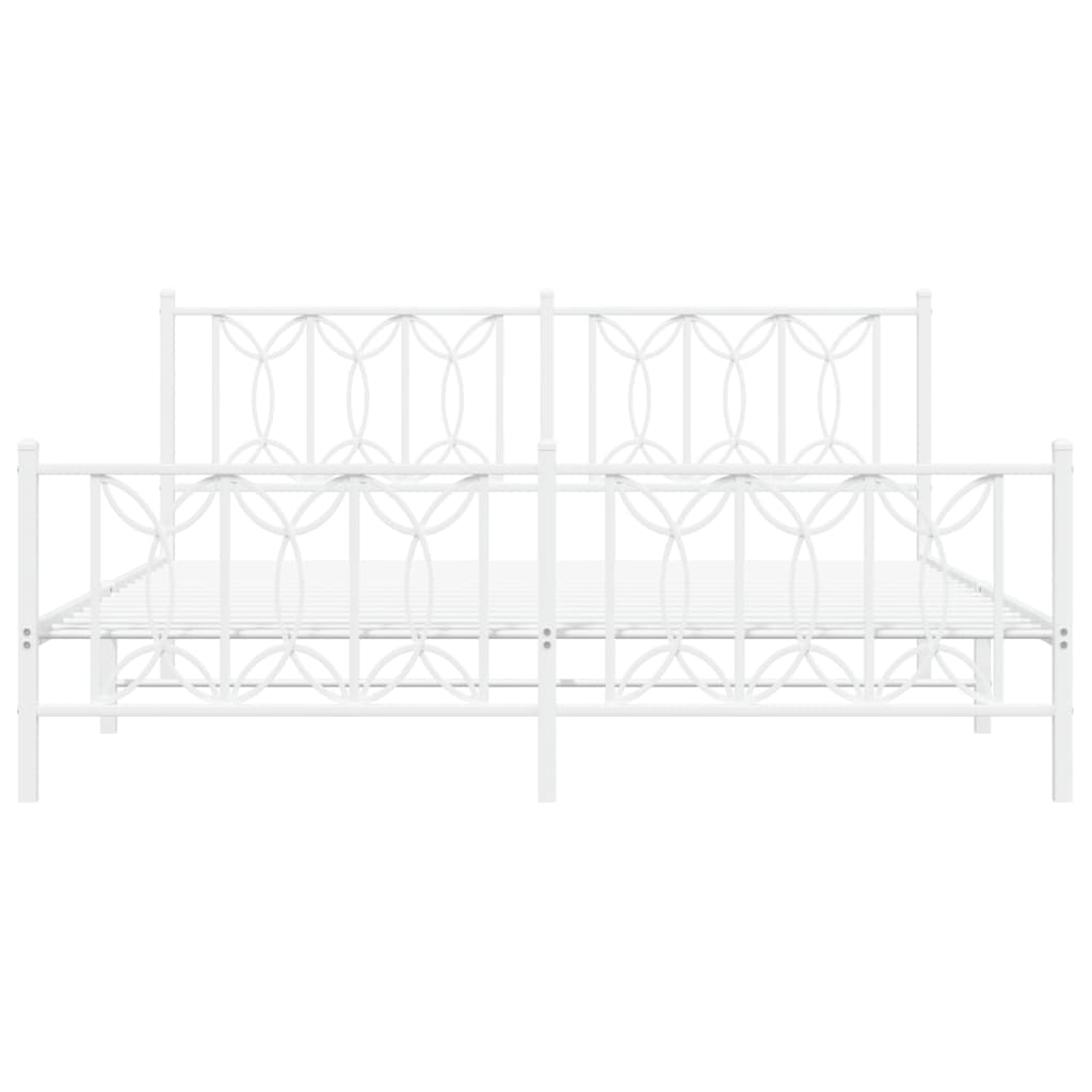 Cadru de pat metalic cu tăblie de cap/picioare, alb, 183x213 cm GartenMobel Dekor