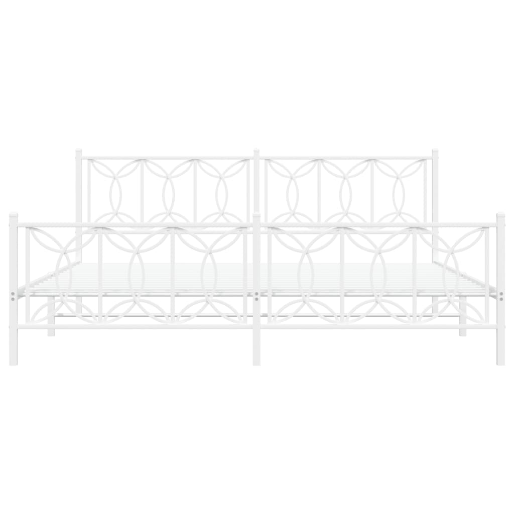 Cadru de pat metalic cu tăblie de cap/picioare, alb, 193x203 cm GartenMobel Dekor
