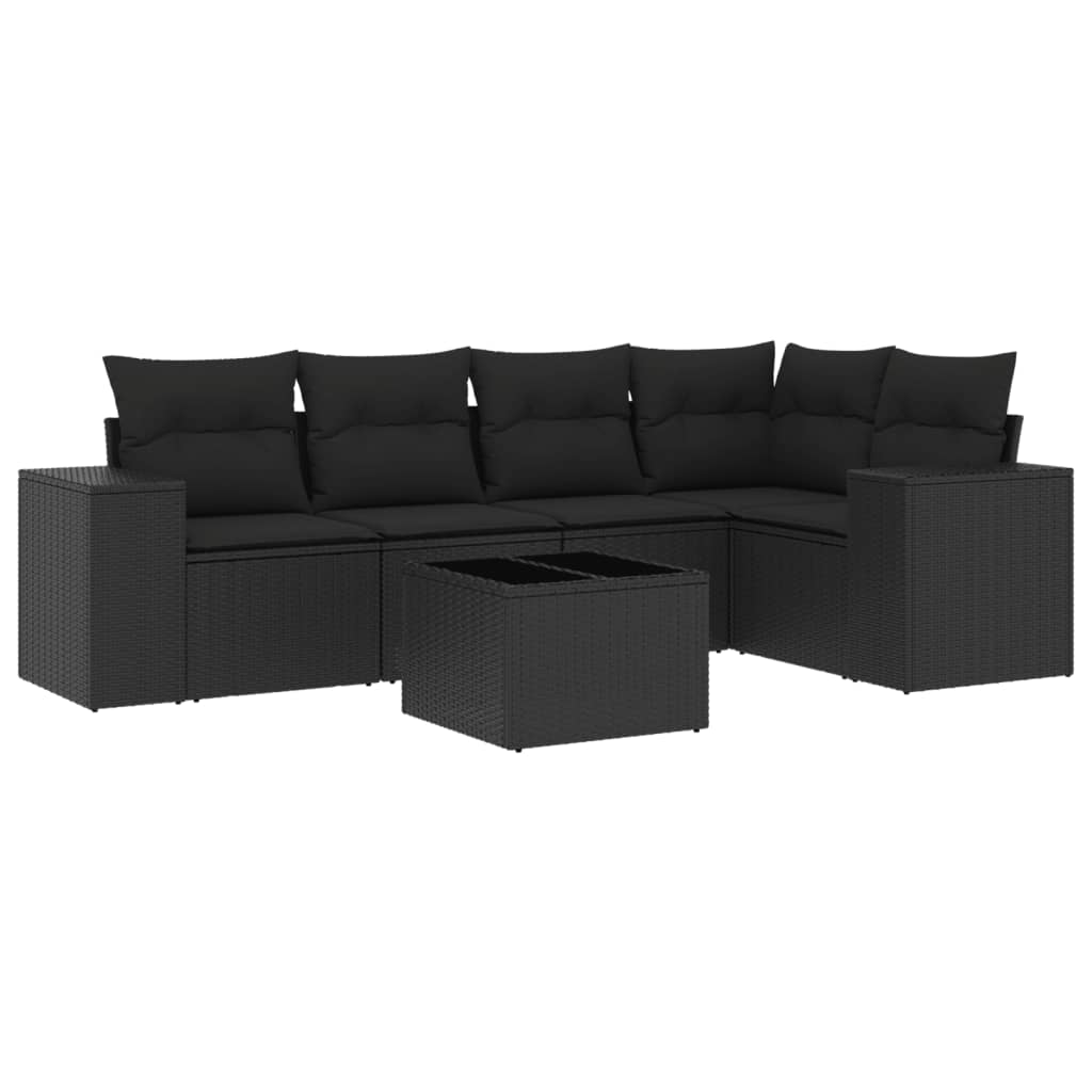 Set mobilier de grădină cu perne, 6 piese, negru, poliratan GartenMobel Dekor