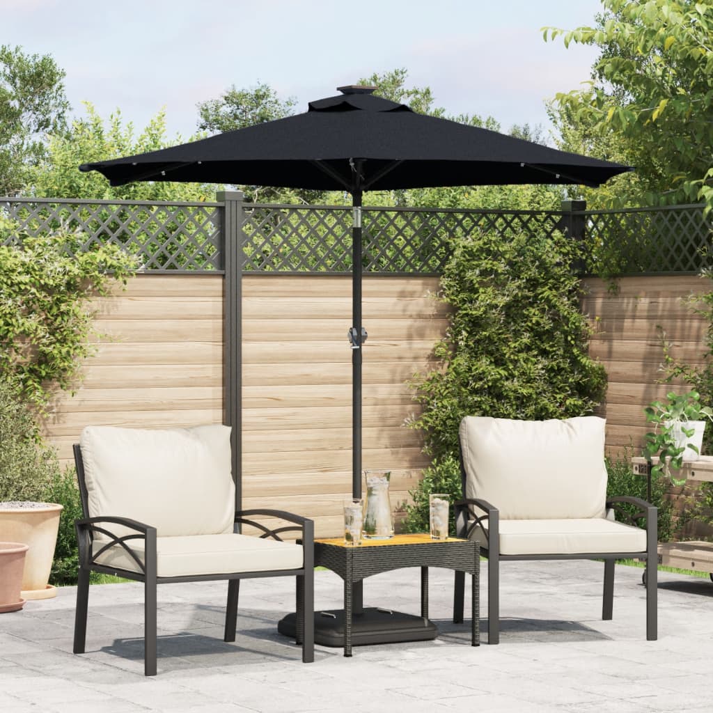 Umbrelă soare de grădină stâlp din oțel/LED negru 225x225x212cm GartenMobel Dekor