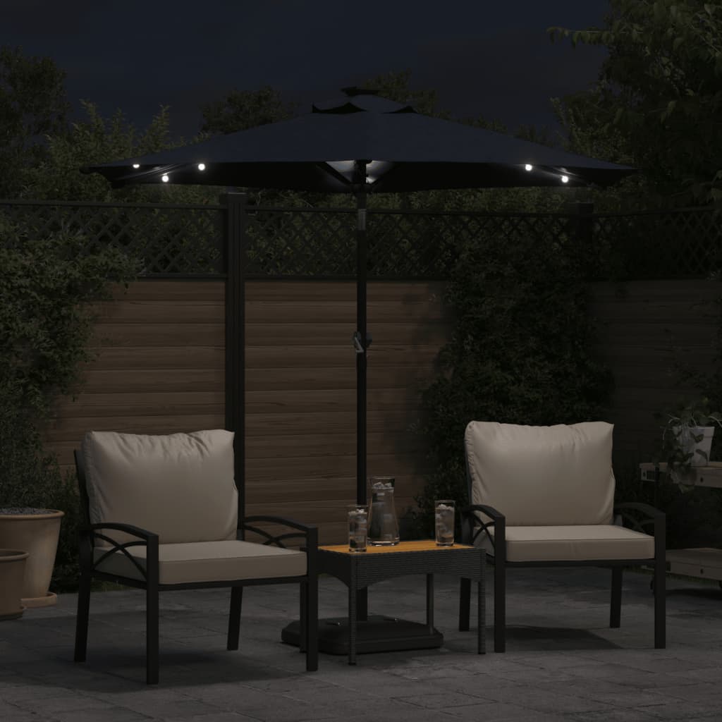Umbrelă soare de grădină stâlp din oțel/LED negru 225x225x212cm GartenMobel Dekor