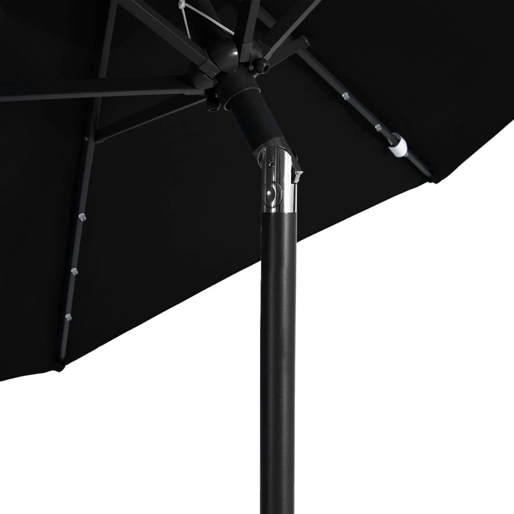 Umbrelă soare de grădină stâlp din oțel/LED negru 225x225x212cm GartenMobel Dekor