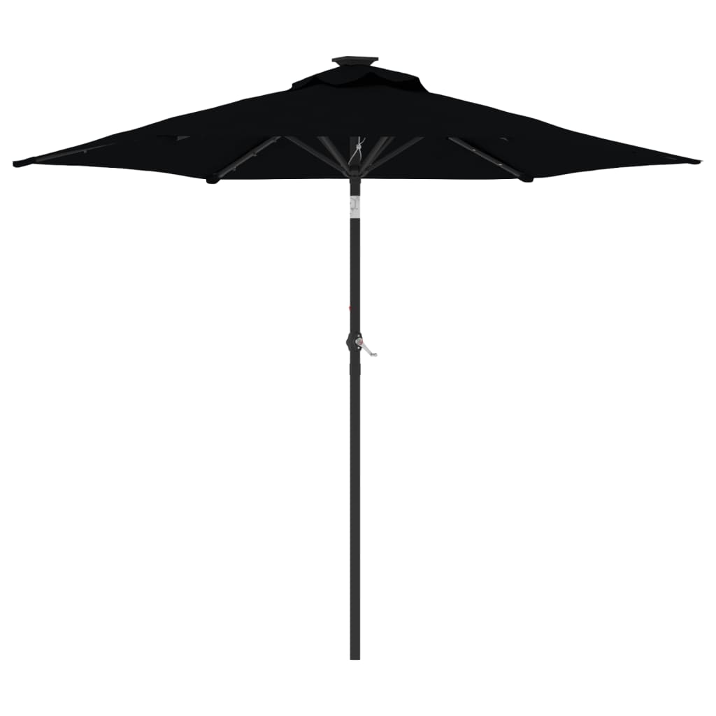 Umbrelă soare de grădină stâlp din oțel/LED negru 225x225x212cm GartenMobel Dekor