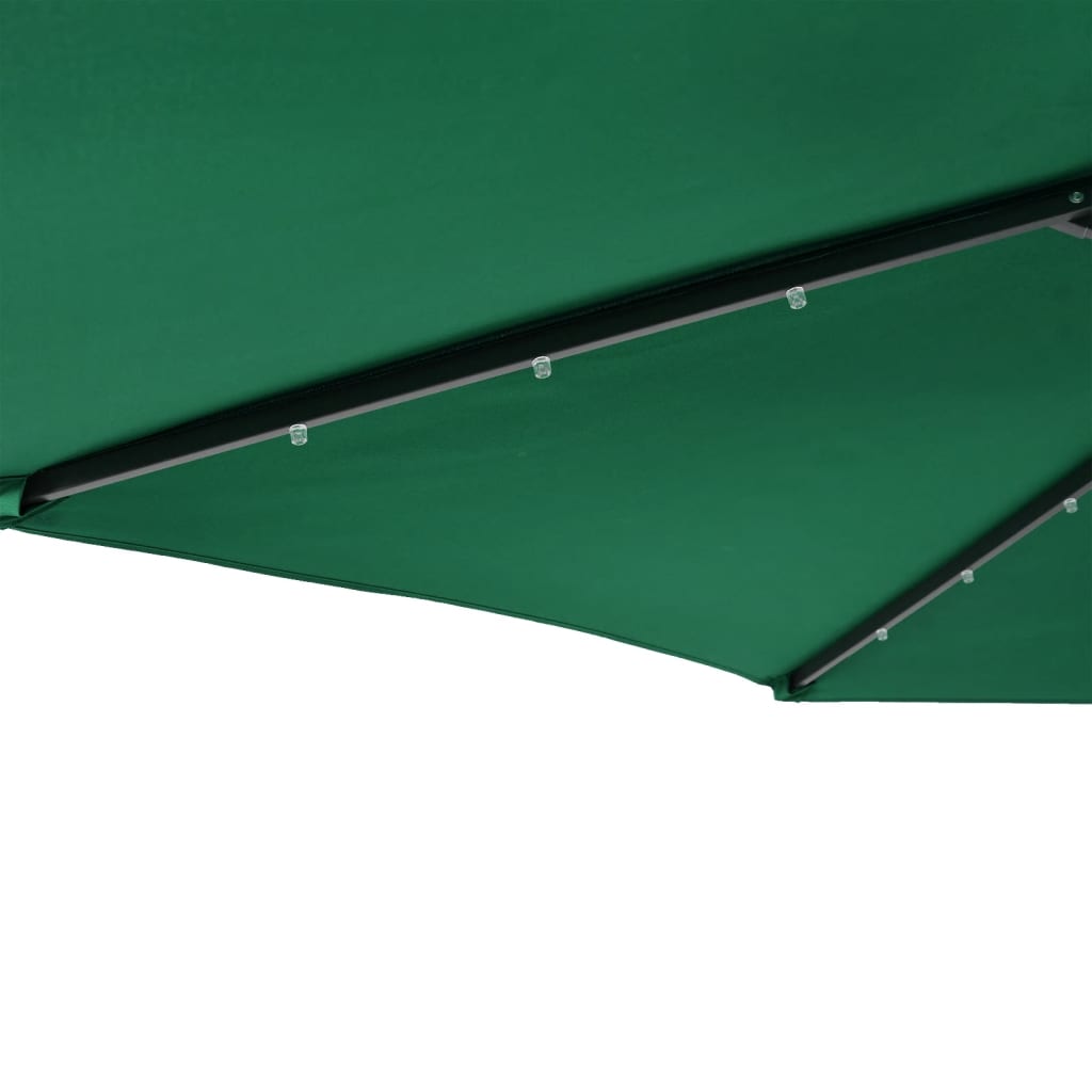 Umbrelă soare de grădină stâlp din oțel/LED verde 225x225x212cm GartenMobel Dekor