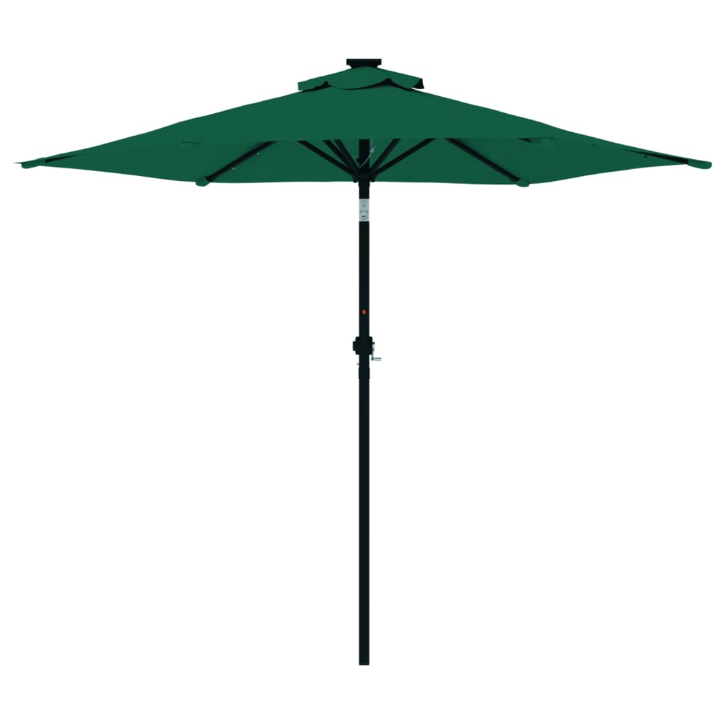 Umbrelă soare de grădină stâlp din oțel/LED verde 225x225x212cm GartenMobel Dekor
