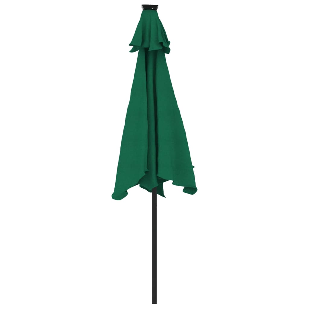 Umbrelă soare de grădină stâlp din oțel/LED verde 225x225x212cm GartenMobel Dekor