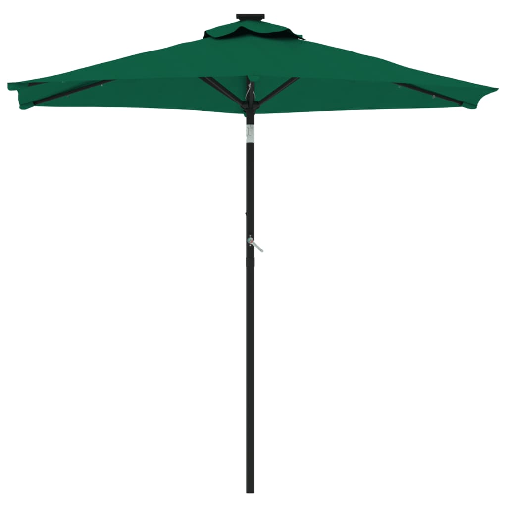 Umbrelă soare de grădină stâlp din oțel/LED verde 225x225x212cm GartenMobel Dekor