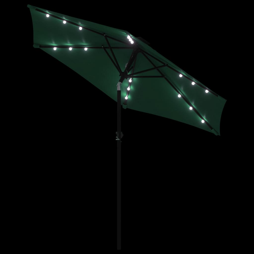Umbrelă soare de grădină stâlp din oțel/LED verde 225x225x212cm GartenMobel Dekor