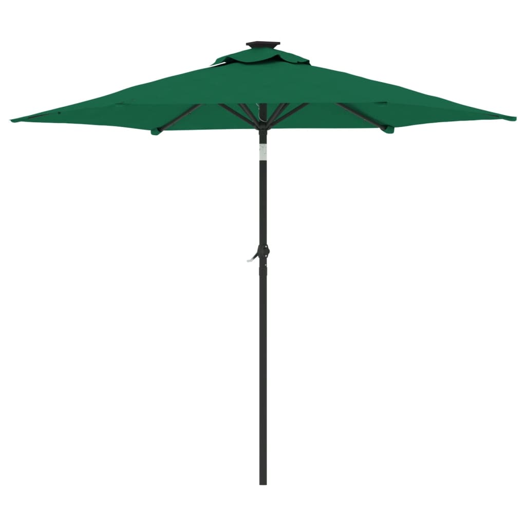 Umbrelă soare de grădină stâlp din oțel/LED verde 225x225x212cm GartenMobel Dekor